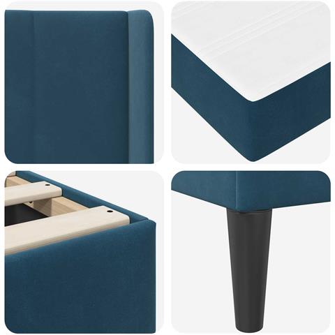 Struttura del letto con materasso Blu 200 x 200 cm Velluto - Foto 9