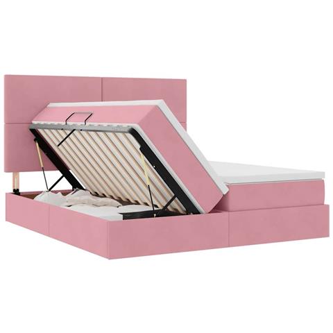 Letto con luci a strisce a LED Rosa 200 x 200 cm Velluto - Foto 9