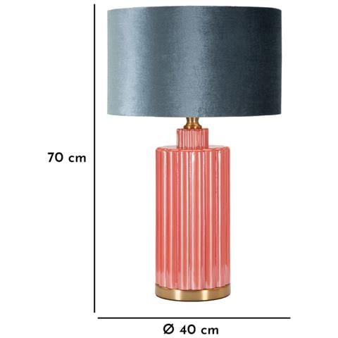 Lampada Da Tavolo Helene Tower In Vetro Rosso E Blu Con Paralume In Tessuto — Ø 40 Cm - Foto 6