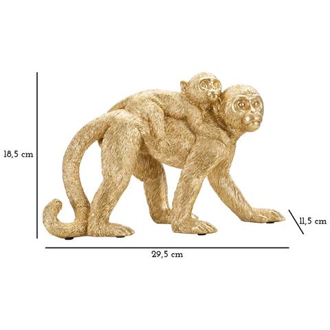 Scultura Scimmia Mamma Con Cucciolo In Resina Dorata - Foto 6