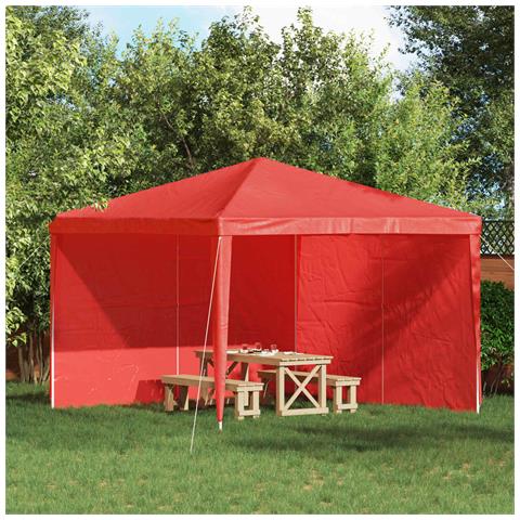 Parete per tenda da festa 2 pcs Rosso 300 x 195 cm PE e Acciaio - Foto 2