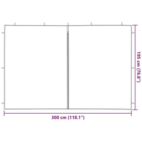 Parete per tenda da festa 2 pcs Rosso 300 x 195 cm PE e Acciaio - Foto 6