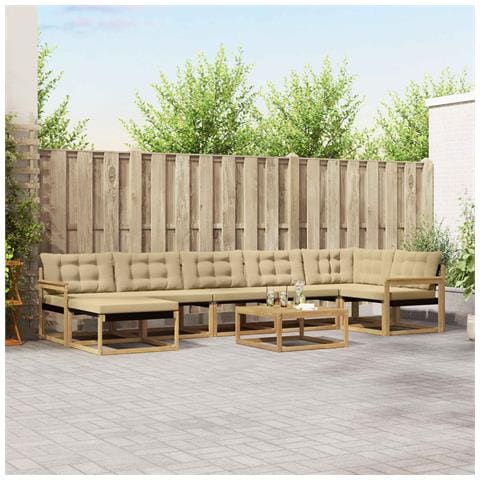 Set di divani da esterno 8 pcs Bianco e Beige - Foto 2