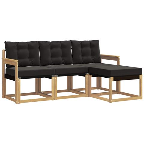 Set di divani da esterno con cuscino 4 pcs Bianco e Nero - Foto 1
