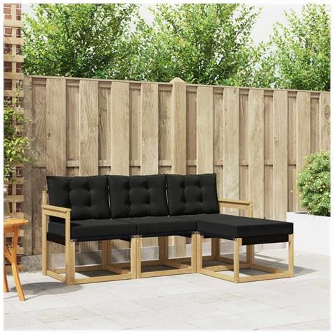 Set di divani da esterno con cuscino 4 pcs Bianco e Nero - Foto 2
