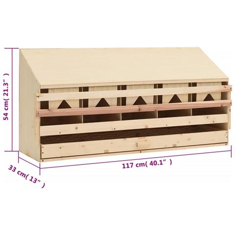Casetta Cova per Galline 5 Scomparti 117x33x54 cm Legno di Pino - Foto 7