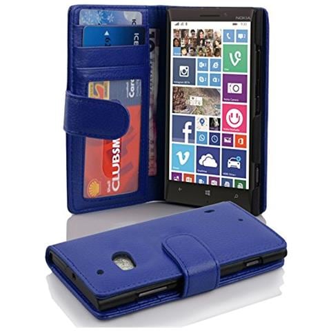 Custodia Compatibile Con Nokia Lumia 929 / 930 In Blu Marina - Coperchio Protettivo Con Chiusura Magnetica E 3 Slot Per Carte - Foto 1