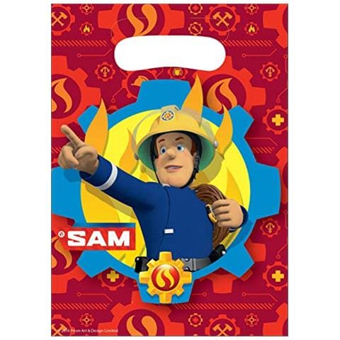 Fire Man Party Loot Bags-8 Pcs. Fireman Sam Sacchetti Per Feste Con Pompiere, 8 Pezzi, Multicolore, 11012081 - Foto 1