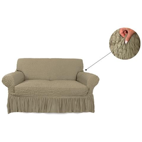 Copridivano Elasticizzato Arricciato Con Volants Tinta Unita Mod Luxory Tortora 2 Posti Tortora - Foto 16