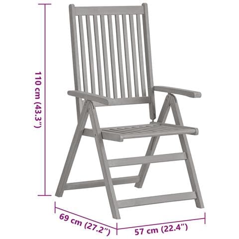 Sedie da Giardino Reclinabili 4 pz con Cuscini Massello Acacia - Foto 10