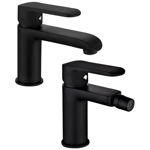 Coppia Di Miscelatore Rubinetto Bidet E Miscelatore Lavabo Linea Puma Nero Opaco - Foto 2