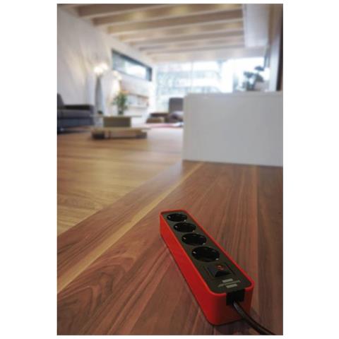 1153240070 Prolunghe E Multiple 1,5 M 4 Presa (e) Ac Interno Nero, Rosso - Foto 3