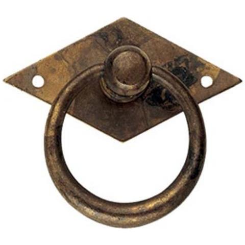 Maniglietta Mobili Antico Mg28 Zama Ottone Anticato + Base Mm 50x44 X 5 Pz - Foto 1