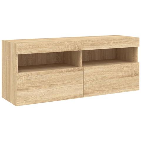 Mobile Tv A Parete Con Luci Led Rovere Sonoma 100x30x40 Cm - Foto 3