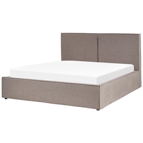 Letto Matrimoniale Tessuto Grigio Tortora Con Contenitore 160 X 200 Cm Moissac - Foto 2