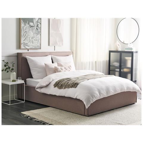 Letto Matrimoniale Tessuto Grigio Tortora Con Contenitore 160 X 200 Cm Moissac - Foto 1