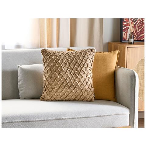 Cuscino Decorativo Collomia Bouclé 45 X 45 Cm Geometrico Beige - Foto 1