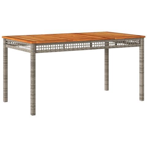 Tavolo Da Giardino Grigio 140x80x75cm Polyrattan E Legno Acacia - Foto 2