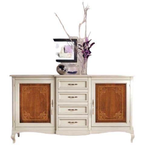 Credenza Classica 2 Porte 4 Cassetti Legno Bicolore 200x52x113 - Foto 1