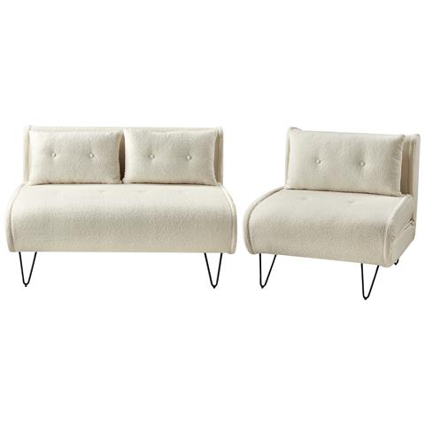 Set Da Salotto 3 Posti Vestfold Bouclé Bianco Sporco - Foto 5