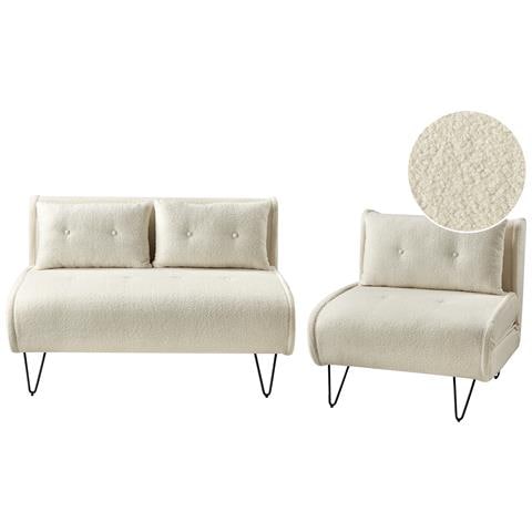 Set Da Salotto 3 Posti Vestfold Bouclé Bianco Sporco - Foto 2