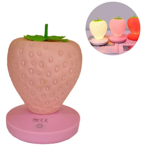 Lumino Lampada Fragola Led Silicone Tavolo Comodino Bambini Usb Te-b0308 - Foto 1