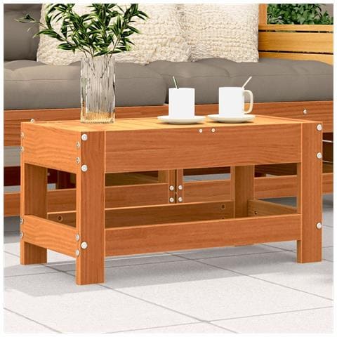 Poggiapiedi Da Giardino Marrone Cera 62x30x32 Cm Massello Pino - Foto 1