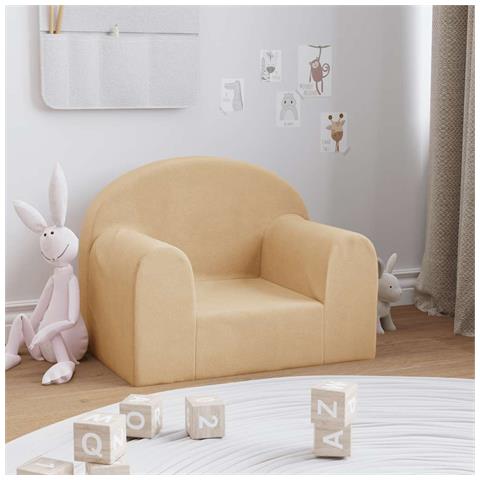 Divano Per Bambini Crema In Morbido Peluche - Foto 1