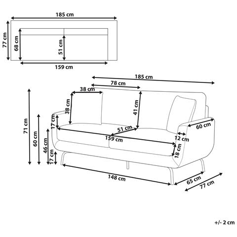 Divano 3 Posti Vesala Tessuto Bianco Sporco - Foto 7