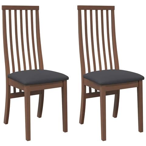 Sedie da Pranzo con Cuscini 2pz Marrone Legno Massello di Hevea - Foto 1