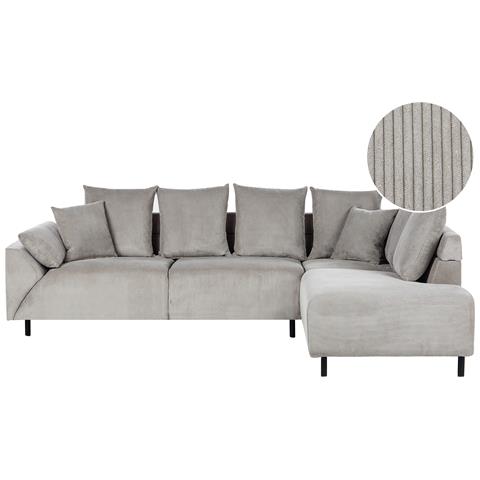 Divano Angolare 4 Posti Lunner Velluto A Coste Grigio Chiaro Lato Sinistro - Foto 2