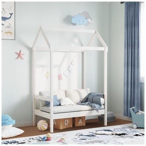 Panchina Con Tetto Bianca 117,5x70x176,5 Cm In Legno Di Pino - Foto 3