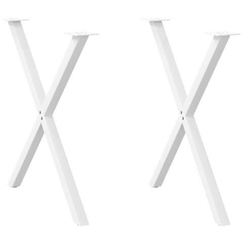 Gambe Tavolo Pranzo A Forma X 2 Pz Bianco 70x(72-73) Cm Acciaio - Foto 1