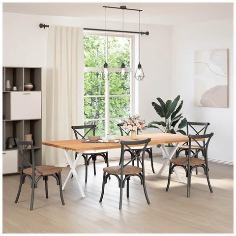 Gambe Tavolo Pranzo A Forma X 2 Pz Bianco 70x(72-73) Cm Acciaio - Foto 2