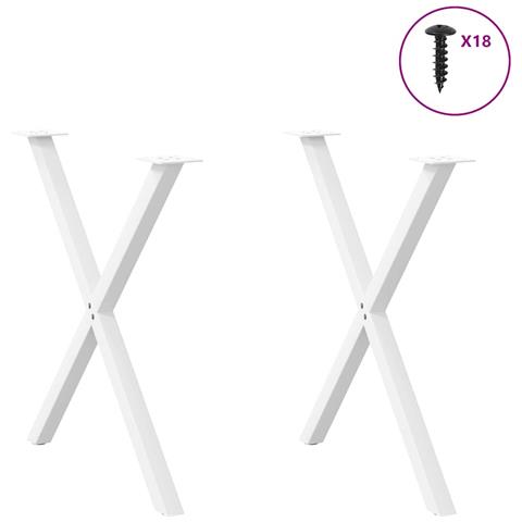 Gambe Tavolo Pranzo A Forma X 2 Pz Bianco 70x(72-73) Cm Acciaio - Foto 3
