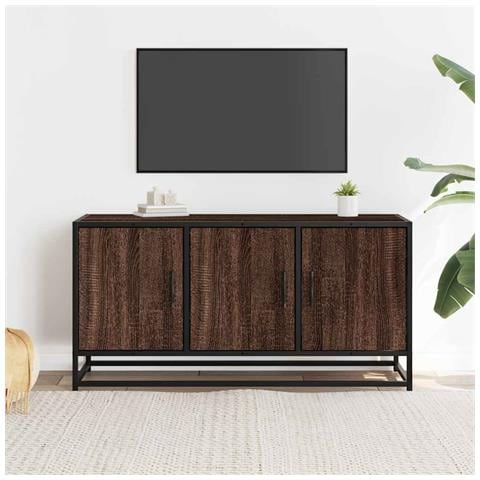Mobile Tv Rovere Marrone 100x35x50 Cm Legno Multistrato Metallo - Foto 3