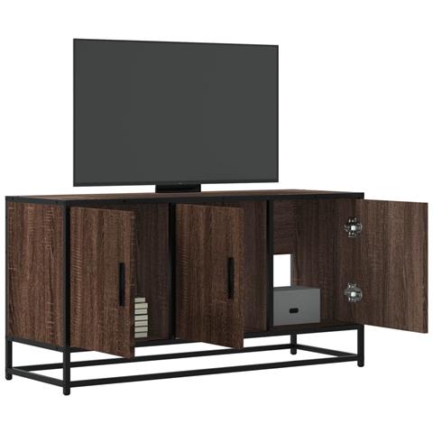 Mobile Tv Rovere Marrone 100x35x50 Cm Legno Multistrato Metallo - Foto 1