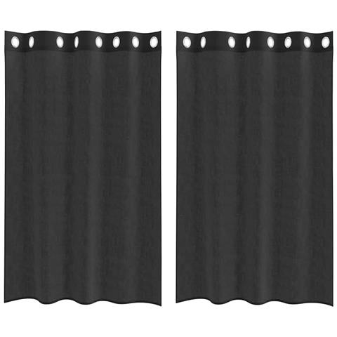 Tende In Voile Con Occhielli 2 Pz Nero 140x175 Cm - Foto 2