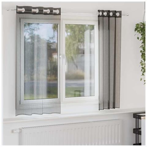 Tende In Voile Con Occhielli 2 Pz Nero 140x175 Cm - Foto 1