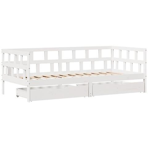 Dormeuse con Cassetti Bianco 90x190 cm Legno Massello di Pino - Foto 10