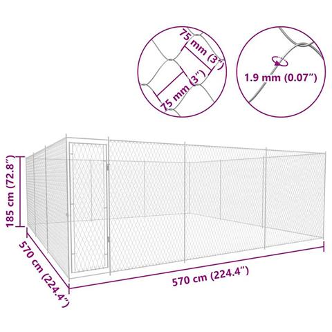 Canile Da Esterno In Acciaio Zincato 570x570x185 Cm - Foto 5