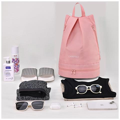 Borsa Da Piscina Con Scomparto Per Le Scarpe E Tasca Impermeabile Pink - Foto 2