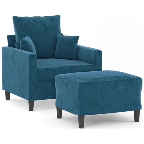 Poltrona con Poggiapiedi Blu 60 cm in Velluto - Foto 1