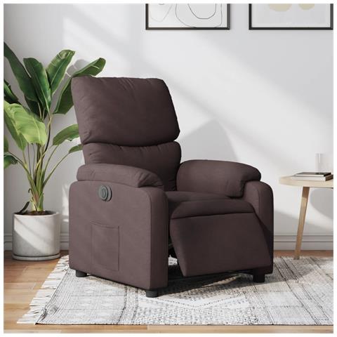 Poltrona Elettrica Reclinabile Marrone Scuro in Tessuto - Foto 2