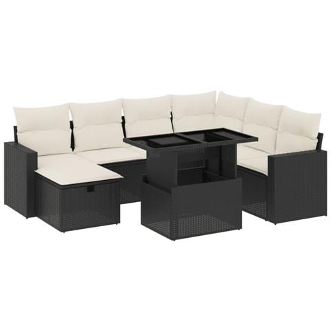 Set Divani da Giardino con Cuscini 8 pz Nero in Polyrattan - Foto 1