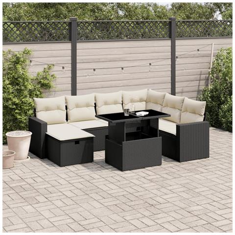 Set Divani da Giardino con Cuscini 8 pz Nero in Polyrattan - Foto 2