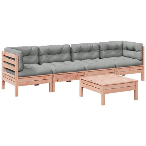 Set Divani Giardino 5 pz Cuscini Legno Massello Abete Douglas - Foto 1