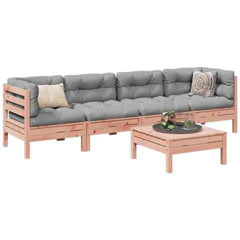 Set Divani Giardino 5 pz Cuscini Legno Massello Abete Douglas - Foto 2