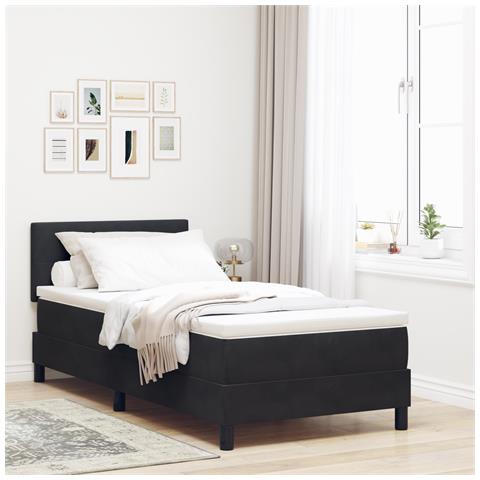 Letto con rete a molle e materasso Nero Singolo Velluto - Foto 2