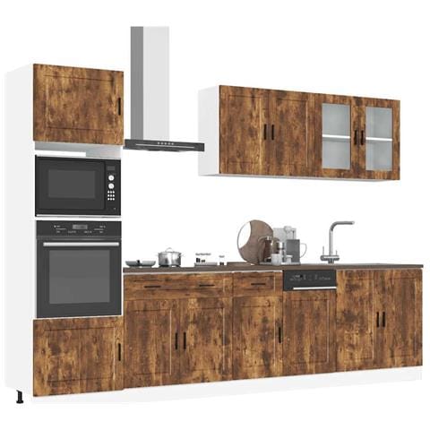 Set Mobili da Cucina 7 pz Kalmar Rovere Fumo Legno Multistrato - Foto 2